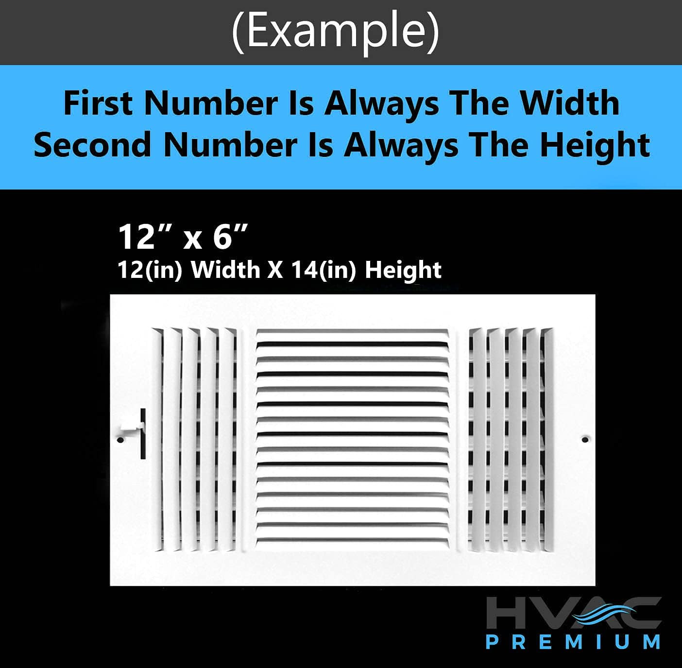 14" X 12" 3-Way AIR Supply Grille - Vent Cover & Diffuser - Flat Stamped Face - White [Outer Dimensions: 15.75"W X 13.75"H]