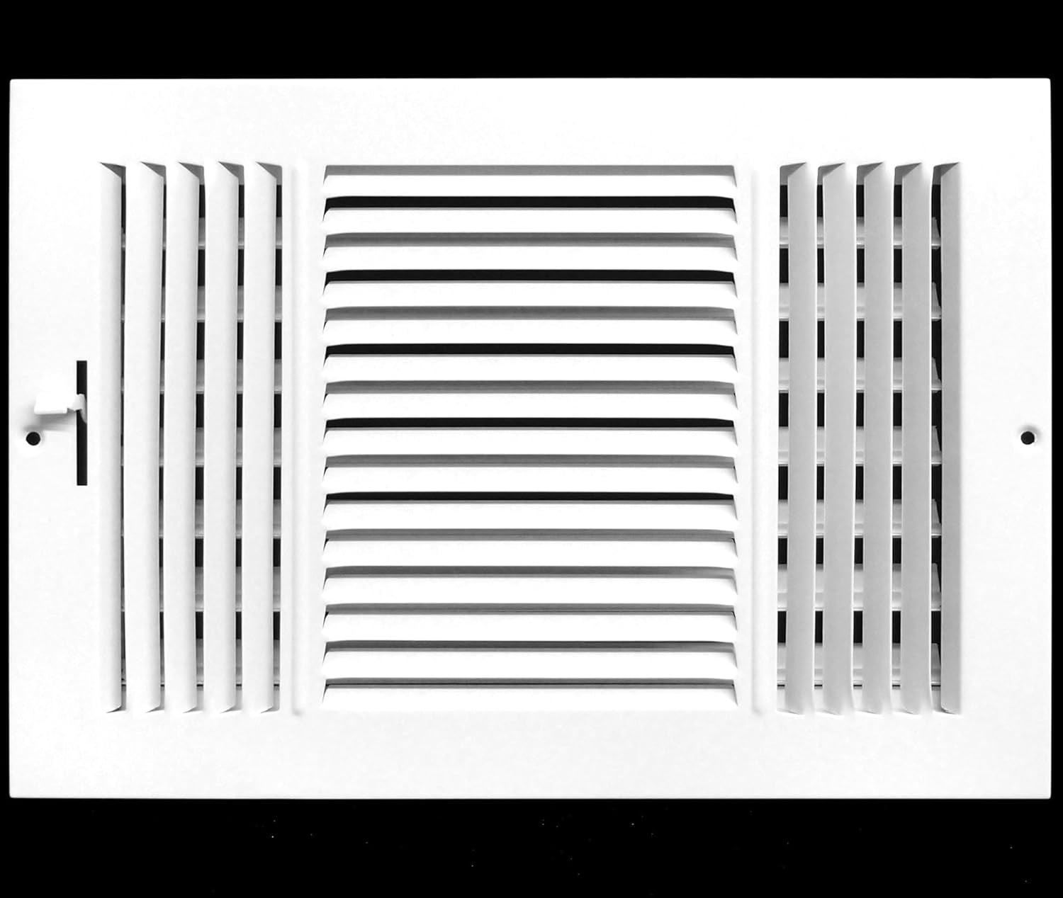 14" X 12" 3-Way AIR Supply Grille - Vent Cover & Diffuser - Flat Stamped Face - White [Outer Dimensions: 15.75"W X 13.75"H]