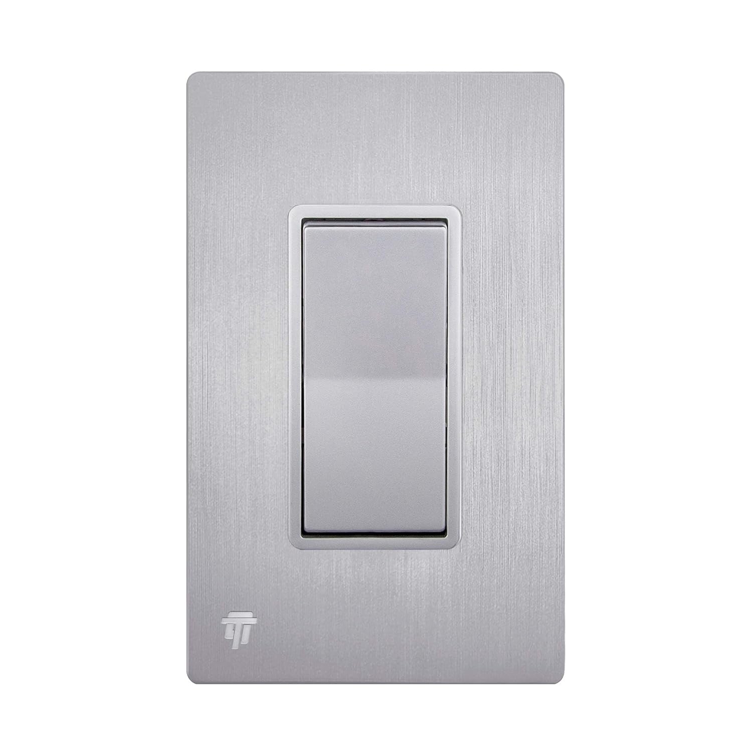 Elite Series Decorator Light Switch with Brushed Screwless Wall Plate, Single Pole, 3 Wire, Grounding Screw, Residential Grade, 15A 120V, UL Listed, 91150-SVWBP, Silver with Wall Plate